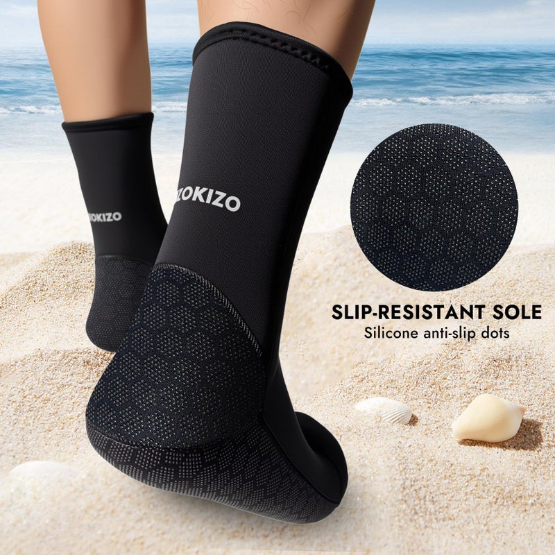 Dizokizo Neoprene Water Socks,3mm Sand Beach Volleyball Water Shoes for Women Men, Thermal Anti-Slip Dive & Swim Wetsuit Booties for Snorkeling Surfing Kayaking Diving Swimming Paddling(XL) - Image 3